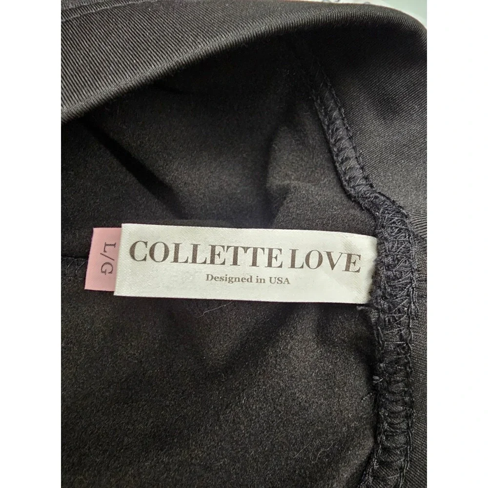 Collette Love Womens Fleece Lined Leggings Black Poly Blend Casual Size Large